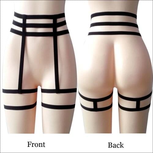 New Women Sexy Elastic Leg Garter Belt Hollow Cage Hollow Black Leg Garter Belt Suspender Strap Underwear S/M/L