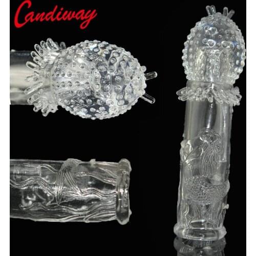 Delay thorn condom mermaid Reusable erection Big Head cock Sleeve Ring lasting Cover Impotence dildo G-spot porn Sex toys Men