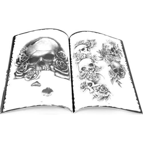 Assorted Patterns Skull Tattoo Flash Book Manuscripts Instruction Autograph