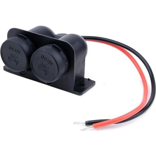 Black 2 way Female Car Motorcycle Cigarette Lighter Splitter Waterproof Adapter 12V Connector Cover Dual Plug Double Socket
