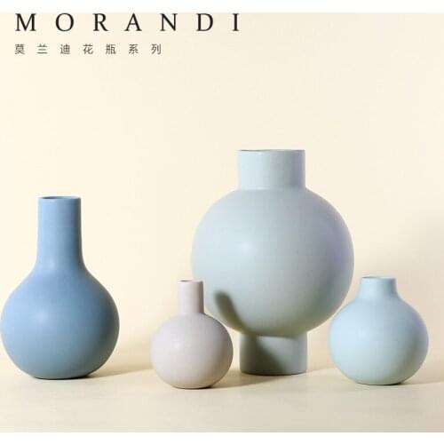 Nordic ins vase matte ceramic dried flower decoration living room simulation flower arrangement home TV cabinet soft decoration