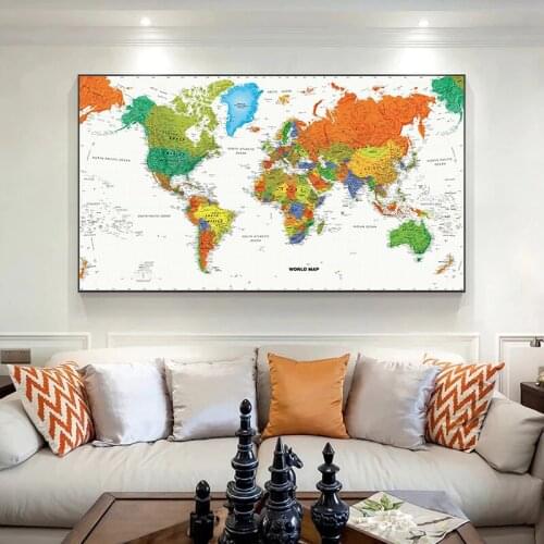 Modern Art World Map Poster Picture Wall Art Canvas Painting Posters and Prints Wall Art Picture Cuadros For Living Room Decor