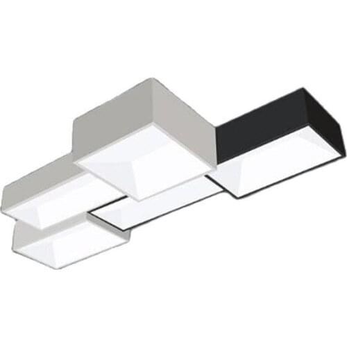 Modern Iron Deometric Box Combination Led Ceiling Light for Foyer Bedroom Study Black/White Metal Box Illuminare Lamps 2349