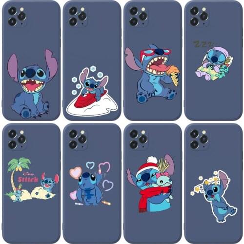 Stitch lovely Anime Phone Case cover For iphone 12 Pro Max 11 8 7 6 S XR PLUS X XS SE 2020 mini black cell shell Sapphire blue
