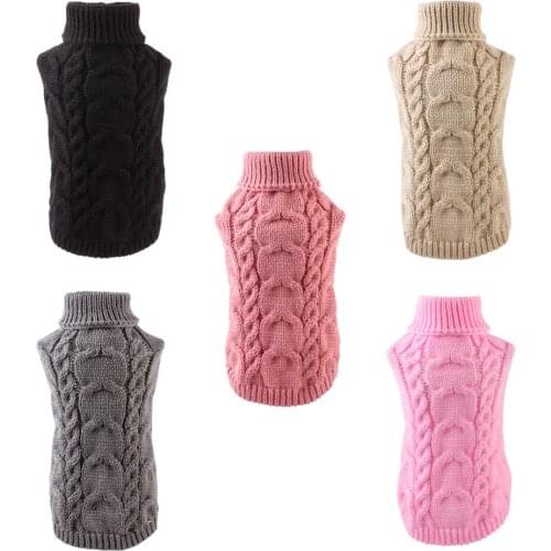 Pet Dog Sweaters Winter Pet Clothes Solid Color Round Collar Sleeveless Knitwear Jacket Pet Warm Soft Coat Clothing for Dogs