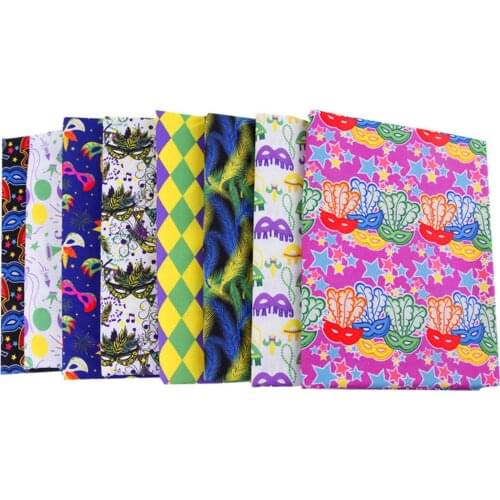Mardi Gras Theme Craft Fabric Bundle Patchwork Squares Bundle eco-friendly soft and breathable vivid colors and classic patterns