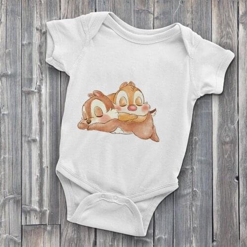 Funny Disney Toddler Jumpsuit Harajuku Cute Comic Cartoon Kawaii Casual Chip and Dale Graphics Infant Bodysuits