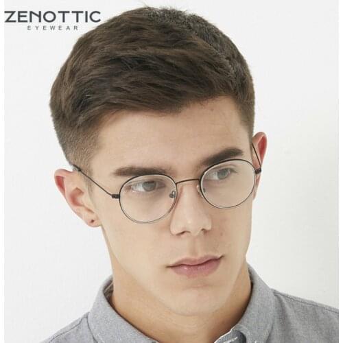 ZENOTTIC Brand Design Retro Round Glasses Frame Men Women Trending Metal Optical Spectacle Eyewear Ultralight Myopia Eyeglasses