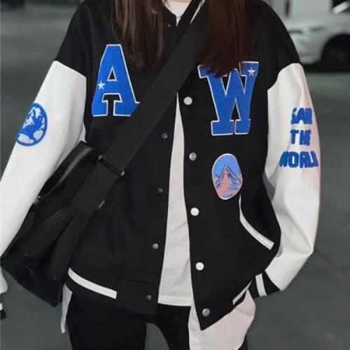 Ice cube baseball uniform women street towel embroidered wind jacket national tide couple jacket fried street top coat y2k tops