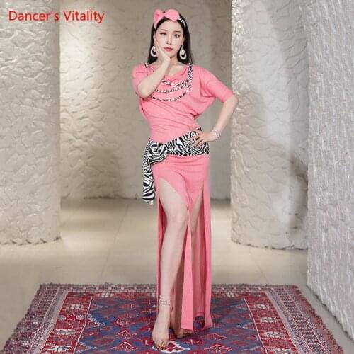 Belly Dance Robe Short Sleeve Dress Practice Clothes Female Adult Elegant Split Long Skirt Profession Performance Clothing