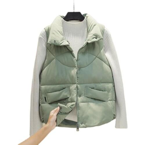 Women Winter Short Windproof Vest Coat Outwear Overcoat Oversized Puffer Jacket Cotton Padded Parkas