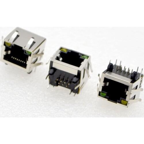 100pcs NEW RJ45 Network Connector 56 With shrapnel LED Socket 90 Degrees Horizontal 8P8C shielding Special Wholesale to Russia