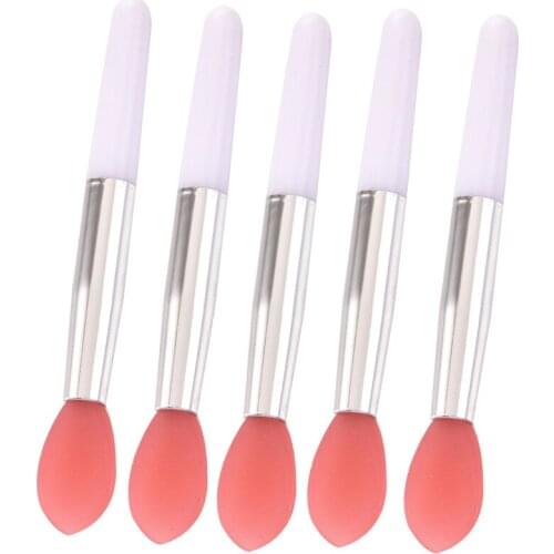 5Pcs Soft Silicone Head Eyeshadow Lip Applicator Brush Double Side Makeup Brushes with PVC Bag Cosmetic Beauty Makeup Tools