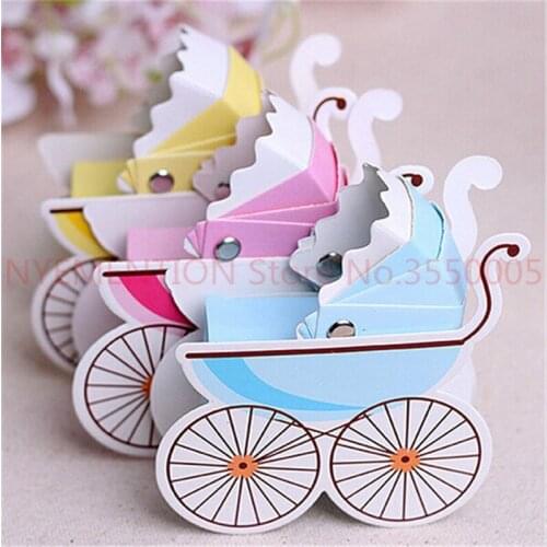 500pcsWedding Candy Box Stroller Shape Party Wedding Baby Shower Favor Paper Gift Storage Boxes Party Candy Holders