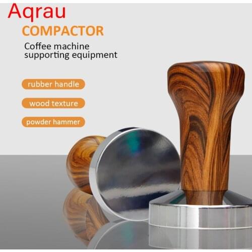 51/58mm Calibrated Pressure Wood Coffee Tamper Espresso Elastic Powder Compactor 304 Stainless Steel Coffee Powder Hammer