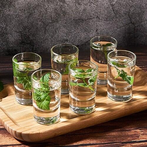 6Pcs 40ml Straight Shot Glass Vodka Shochu Sake Strong Wine Tasting Cup Wine Set Bullet Wine Glass Lead-Free Glass Boston Cup