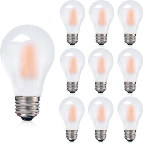 A60 A19 8W Dimmable Frosted Led Filament Bulbs E27 Edison Globe 2700K Warm White Vintage Led Bulb Lamps for Chandelier Lighting