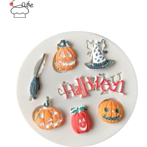 Aouke Halloween Fondant Cupcake Decorating Molds Cake Silicone Mold Sugarpaste Candy Chocolate Gumpaste Clay Mould K003