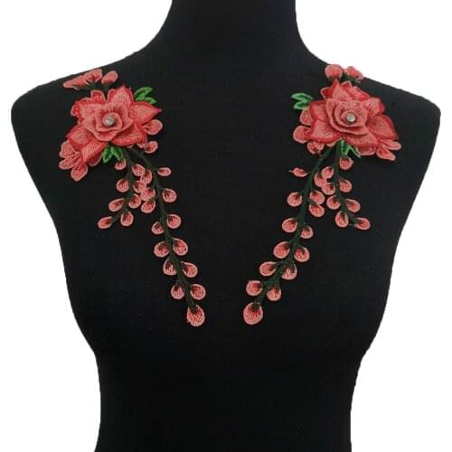 Variety of styles decorative rhinestone applique fabric embroidery DIY clothing craft supplies accessories 1 pair for sale