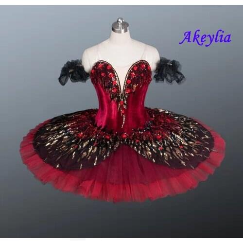 Red black ballet tutu ballet costumes professional pancake tutu nutcracker bolsa ballet dress women skirt swan lake
