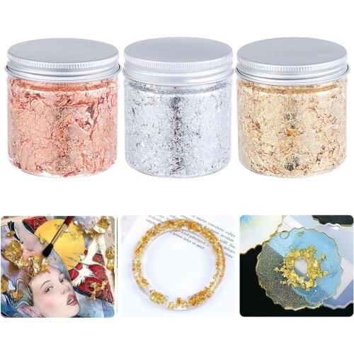 Shiny Silver/Rose Gold/Gold Leaf Flake Resin Epoxy Mold Art Decoration Gold Foil Fillings Materials Gilding Jewelry Making Tool