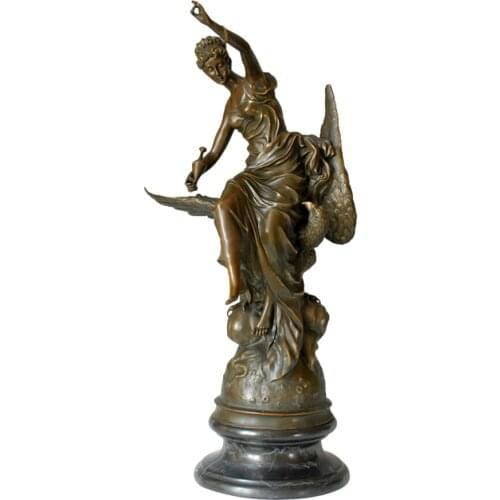 Youth Goddess Hebe and The Eagle of Jupiter Bronze Statue Greek Myth Sculpture Home Villa Luxurious Decoration Large Antique Art