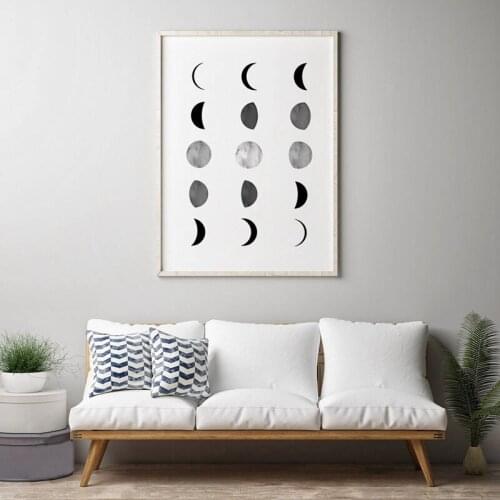 Moon Phases Prints Scandinavian Poster La Lune Photography Moon Wall Art Picture Canvas Painting Home Room Nordic Wall Decor