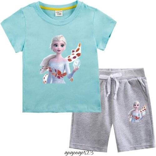 Disney Frozen Elsa Baby Girls Clothing Set Girl T-shirt Tops + Pants 2 Piece Kids Girl Clothes Suits Casual Children Outfits