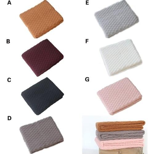 Double-sided background blanket Photography Props Hand Knit Baby Blanket Reversible Knitted Newborn Blanket Newborn Blanket
