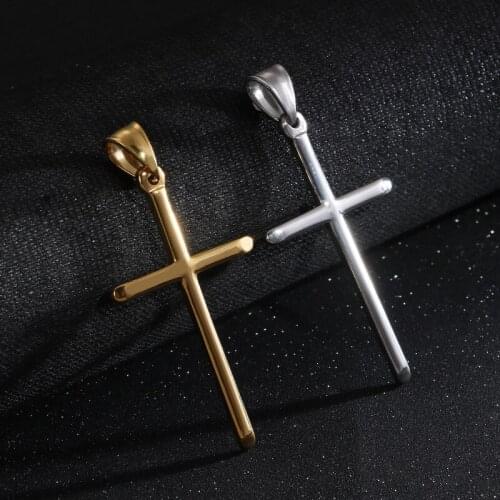 European And American New Sleek Minimalist Cross Stainless Steel Pendant