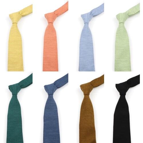 Mens New Fashion Candy Color Tie 7CM Classic Handmade Cotton Skinny Neckties Soft Material Blue Green Party Wedding Accessory