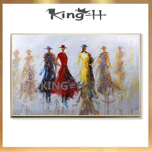Hand-painted oil painting abstract characters skilled artist canvas of rich and colorful modern wall painting art African wome