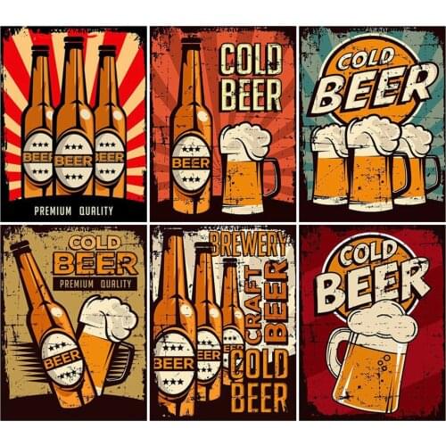 Paint With Diamond Painting by Number Beer Bottle 5D DIY Diamond Embroidery Cross Stitch Cartoon Handicraft Wall Art Home Decor