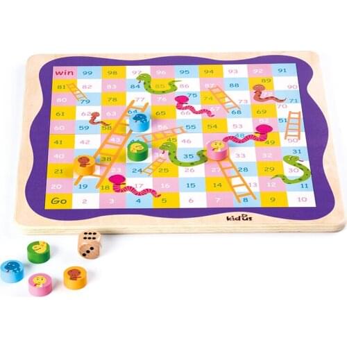 KIDUS SNAKES AND LADDERS BOARD GAME GIFT FOR KIDS MONTESSORI TOY