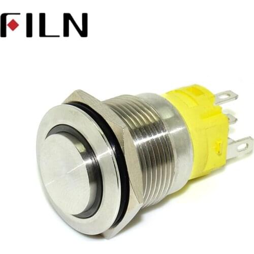 19mm ring led 12v 24v 220v blue green white yellow red high flat momentary stainless steel metal push button switch