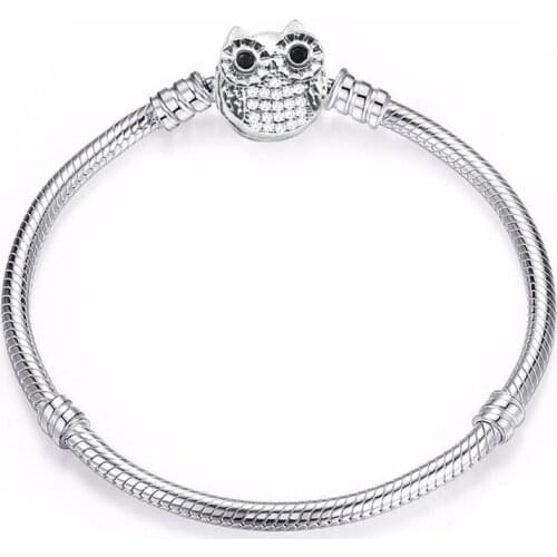 Crystal Owl Bracelets Fit Original European Pulseira for Women DIY Jewelry Making Star Clip Charms Men Snake Chain Bangles Gifts