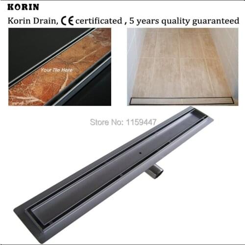 1200mm "TILE INSERT" Stainless 304 Linear Shower Drain, Horizontal outlet, Long shower channel, Tile Insert Deodorant drain