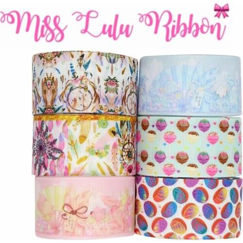16mm-75mm Dreamcatcher Sweet Chocolate Lollipop Printed Grosgrain/Foe Ribbon DIY Hair Bowknots Party Decor 50yards/roll