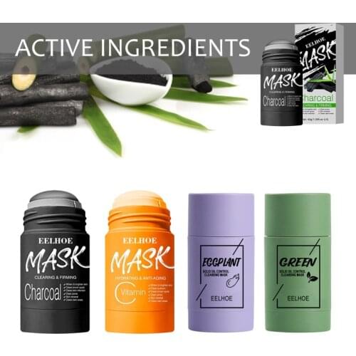 Charcoal VC Mask Stick Purifying Clay Cleansing Mask Oil Control Clean Pore Blackhead Solid Face Care Green Tea Mask TSLM1