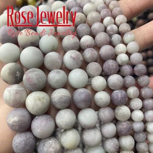 Natural Stone Frosted Purple Lilac Granite Beads Matte Stone Round Beads For Jewelry Making Needlework Diy Bracelet 4-12 MM 15"