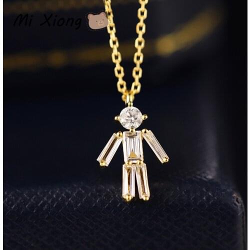 Mi Xiong 925 Sterling Silver Necklace Womens Pendant with Chains Cartoon Villain Luxury Jewelry Wedding Party Charm Accessories