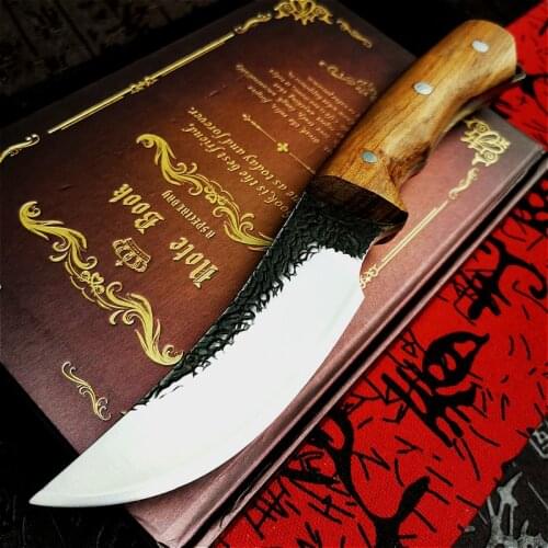 PEGASI Huanghua pear wood handle forged straight steel knife 60HRC outdoor hunting tactical knife jungle defense tool