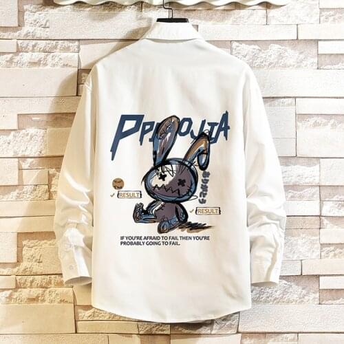 Plus Size 5XL-M Autumn New Camisas De Hombre Fashion Back Rabbit Print Long Sleeve Men Casual Oversized Shirts Streetwear Sale