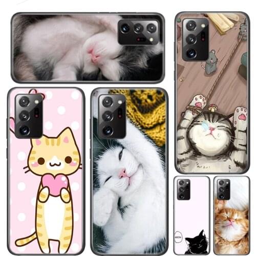 Sleeping Kitten Cat Silicone Cover For Samsung Galaxy A01 A11 A12 A21 A21S A31 A41 A42 A51 A71 A81 A91 UW Phone Case