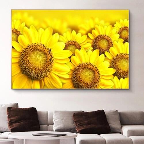 Modern Sunflower Poster Flower Wall Art Painting Canvas Print Home Dining Room Decor Rustic Wall Picture for Living Room Cuadros