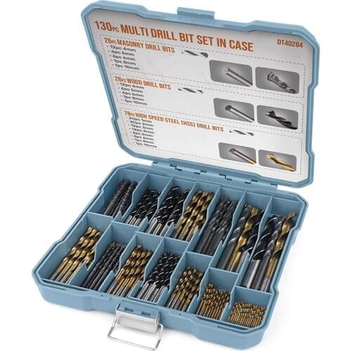 Hi-Spec Titanium Coated Drill Bit Masonry HSS Drill Bit Straight Shank Woodworking Twist Drill for Plastic Wood Concrete Brick