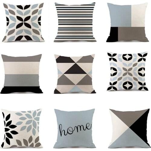 Warm and Simple Geometric Light Color Home Cotton and Linen Pillow Case Car Pillow Couch Pillow Cushion DDD07