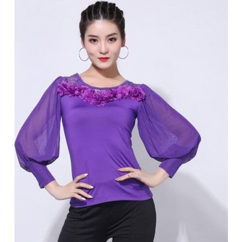 H2650 Latin Dance Top Women Spring New Style Square Dance Performance Clothing Middle Aged Female Fashion Professional Costumes