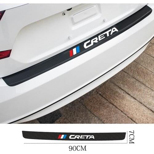 Carbon Fiber Car Rear Bumper Trunk Guard Protected Leather Stickers For Hyundai Creta ix25 i30 Tucson Sonata Solaris Accessories