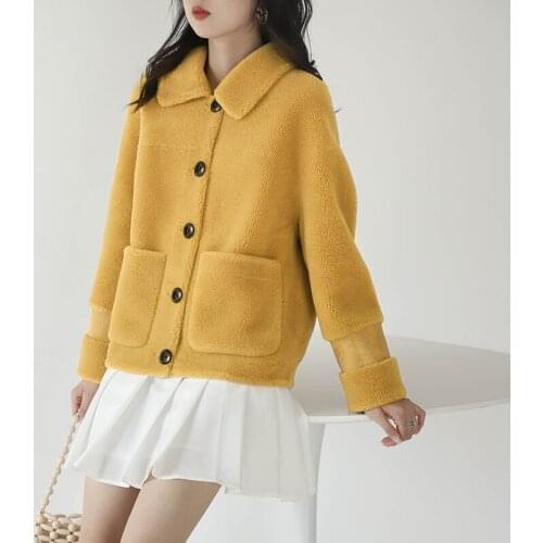 Fur Shearling Sheep Coat Female Jacket 2020 Autumn Winter Jacket Women Lamb Fur Korean Wool Coats Abrigo Mujer MY3541 s